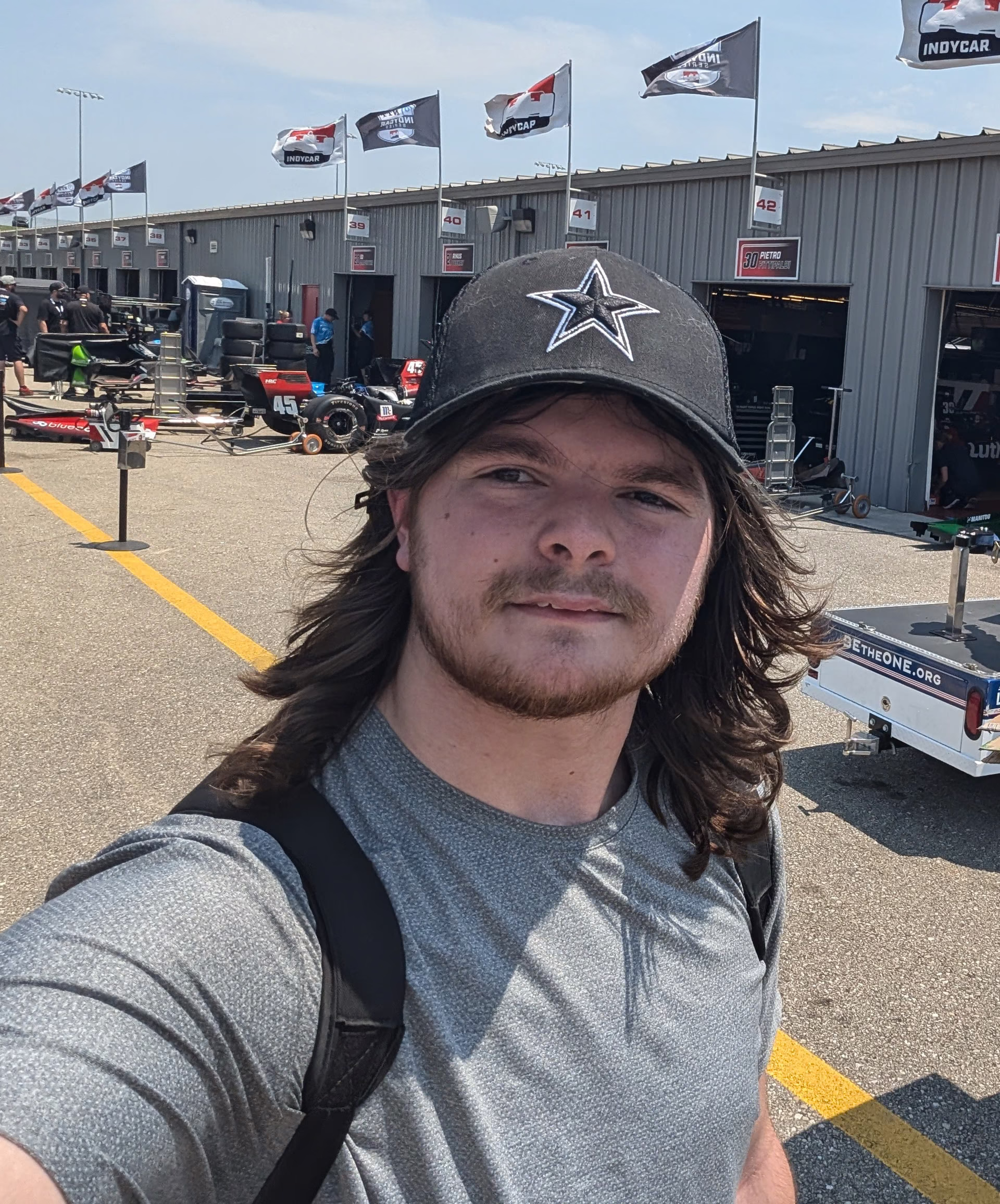 Sakura Sedaia taking a selfie at the Iowa Motor Speedway garage